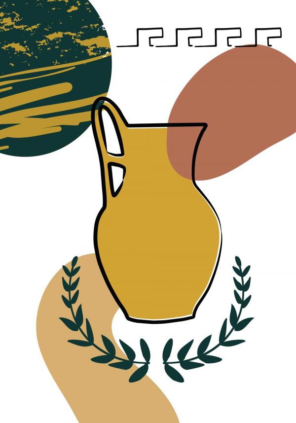 Plakat z dzbanem i ornamentem