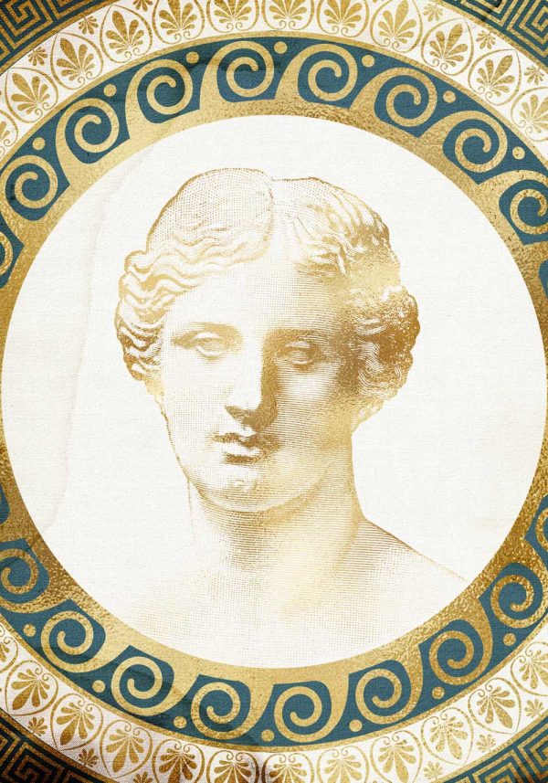 Plakat z posągiem mężczyzny