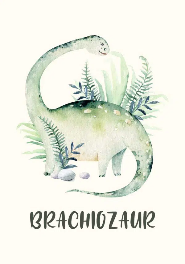plakat z motywem zielonego dinozaura