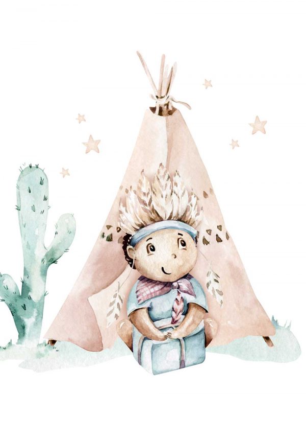Pastelowy plakat dziecięcy z tipi