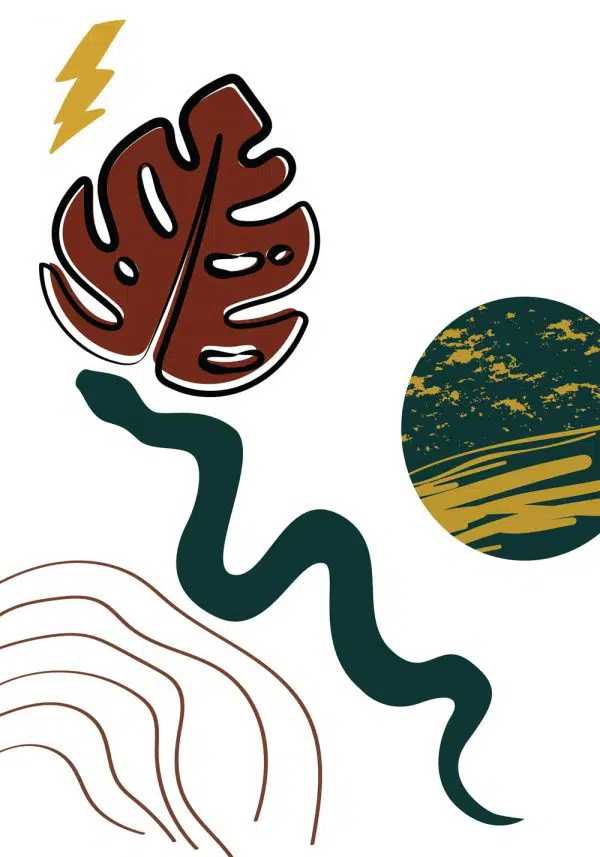 Plakat nowoczesny - Brązowy liść monstery