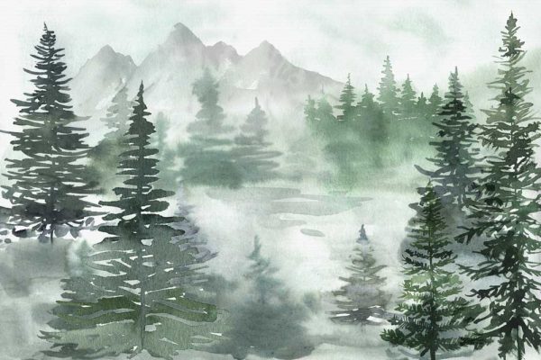 Fototapeta imitująca malowany obraz - Choinki