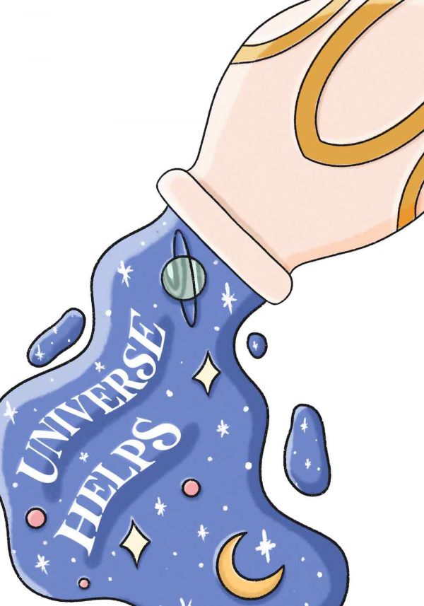 Plakat z napisem universe helps