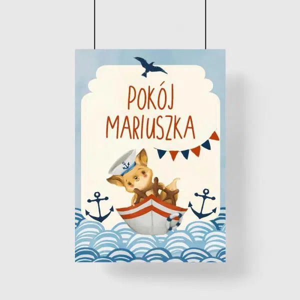 Niebieski plakat imienny dla chłopca