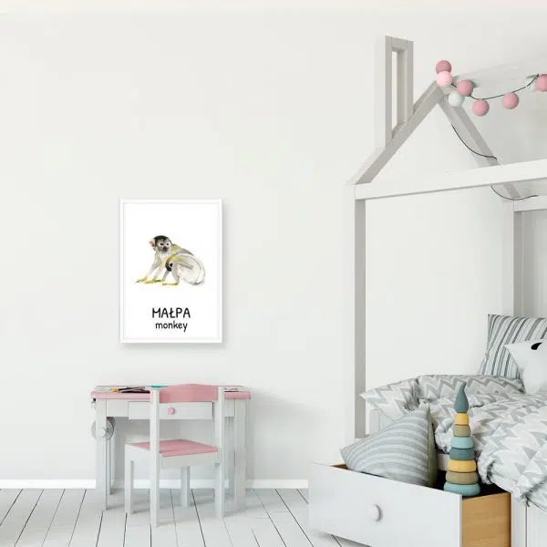 Plakat z małpą dla dzieci