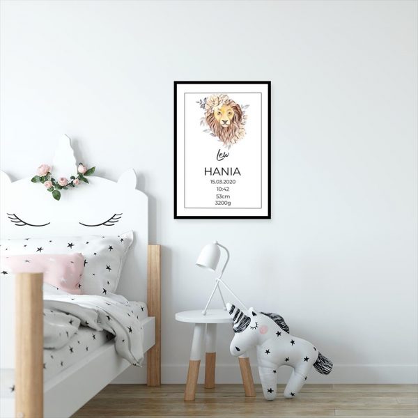 Plakat z metryczką i znakiem zodiaku dla chłopca