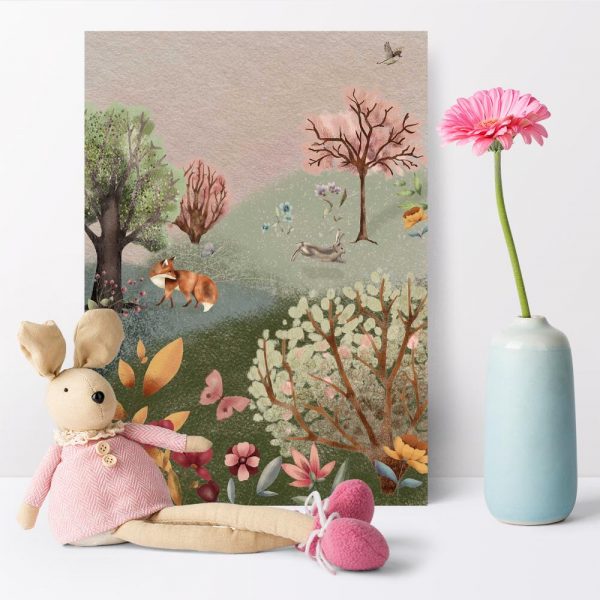 Kolorowy plakat dla dziewczynki - Leśna polana