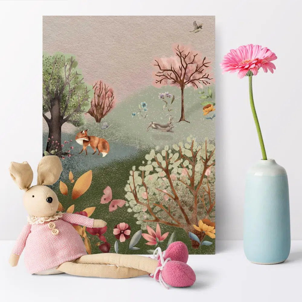 Kolorowy plakat dla dziewczynki - Leśna polana