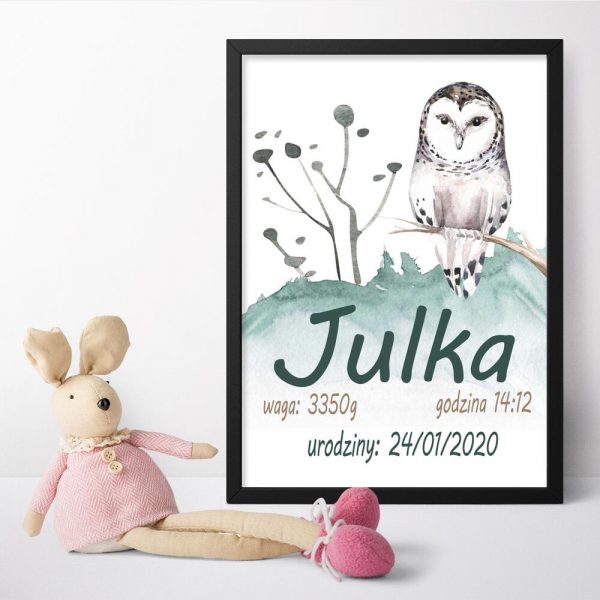 Plakat z metryczką do pokoju dziecka - Boho