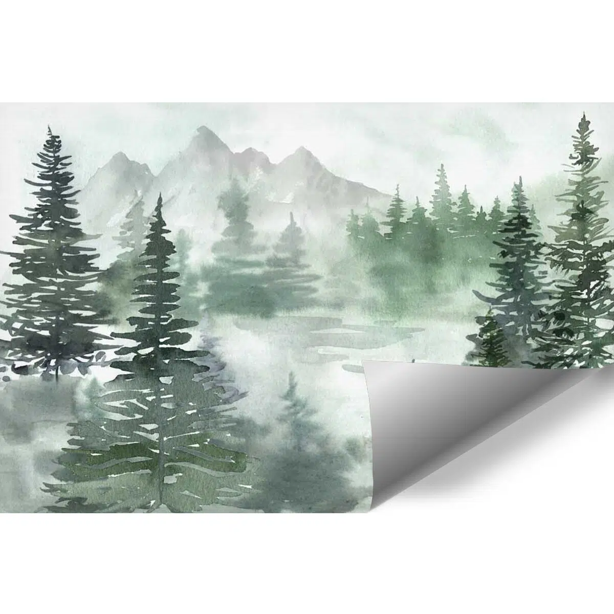 Malowane choinki - Fototapeta do salonu