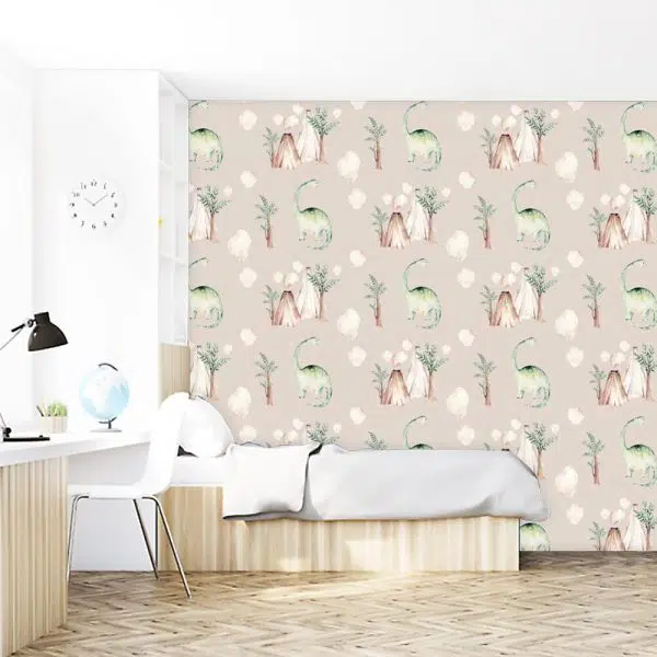 Wulkany i dinozaury - Fototapeta dziecięca