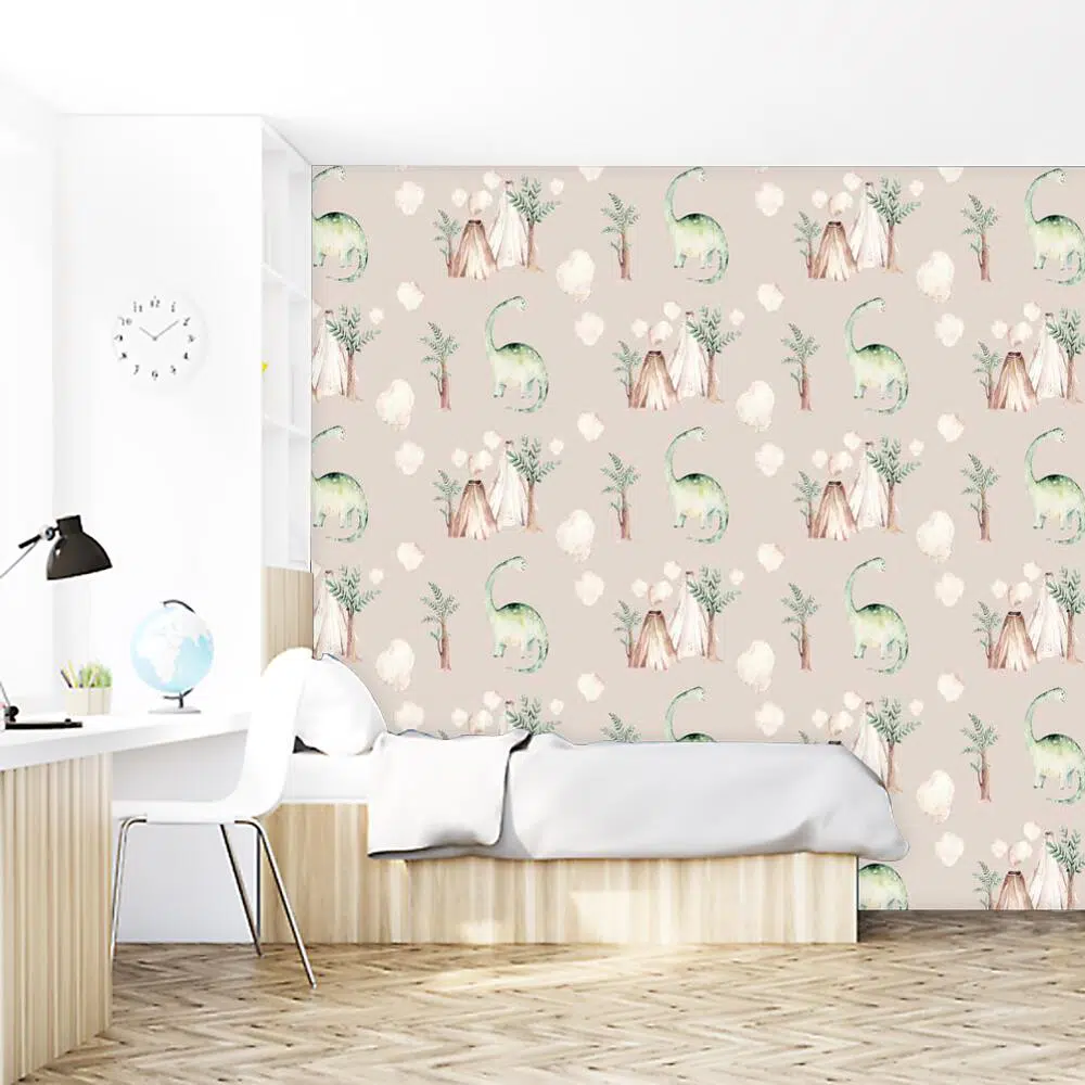 Wulkany i dinozaury - Fototapeta dziecięca