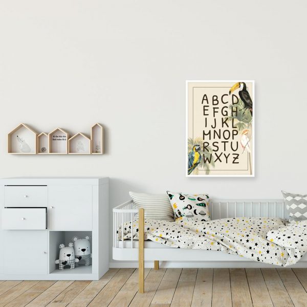 plakat dla dzieci z kolorowym tukanem