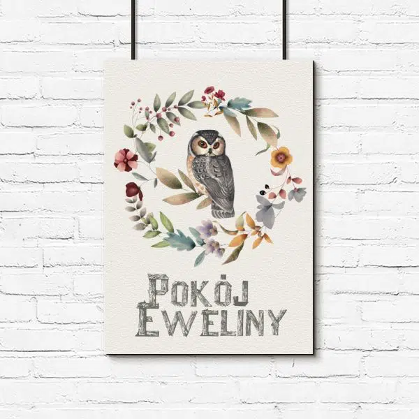 Plakat dla Eweliny z motywem sowy
