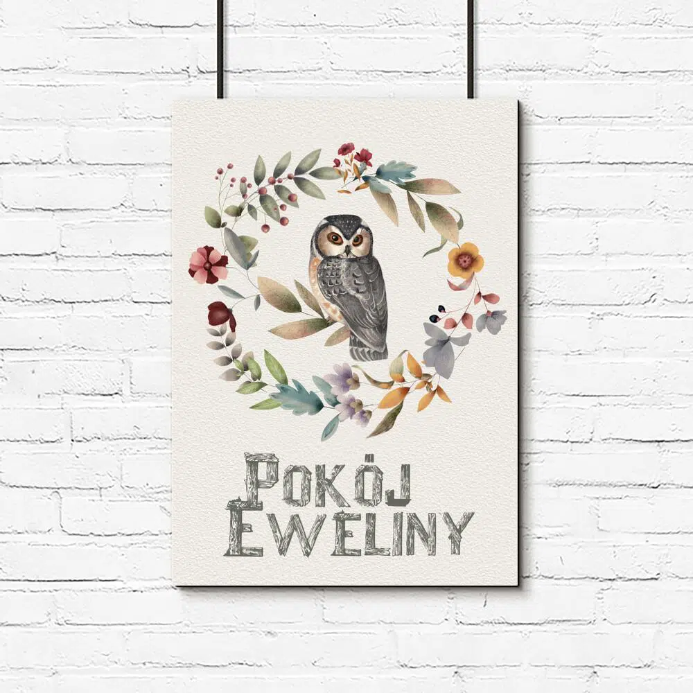 Plakat dla Eweliny z motywem sowy