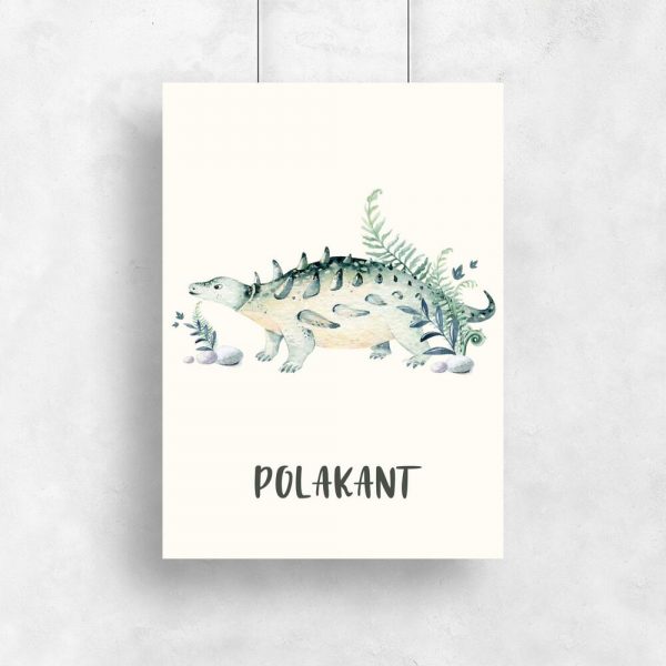 Dydaktyczny plakat dla dzieci - Zielony dinozaur