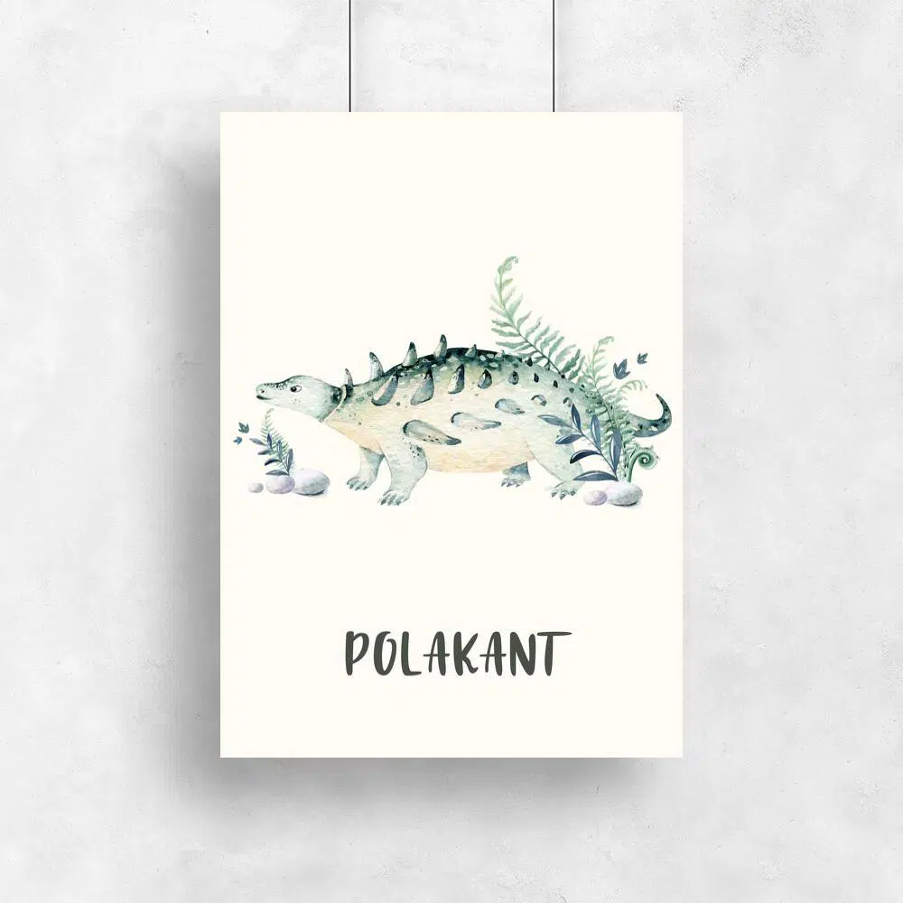 Dydaktyczny plakat dla dzieci - Zielony dinozaur