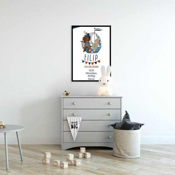 Plakat-Metryczka dla dziecka - Statek