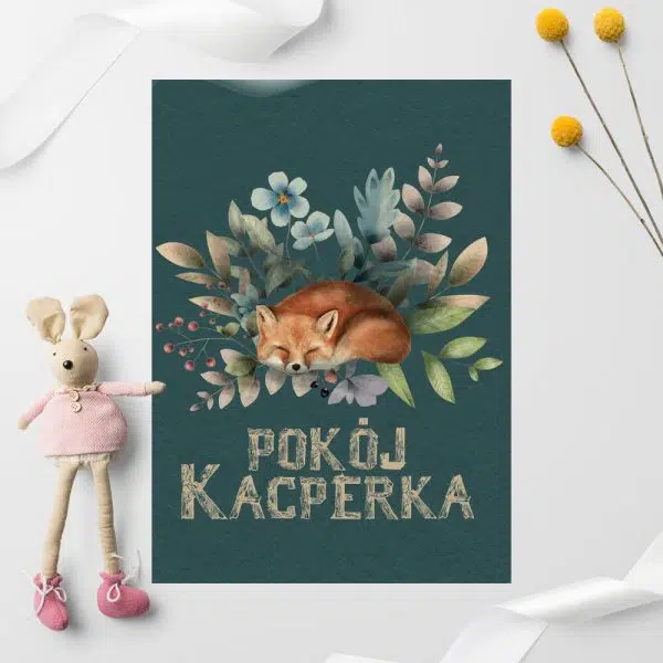 Plakaty dziecięce z liskiem i napisem