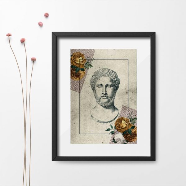 Plakat popiersie z marmuru