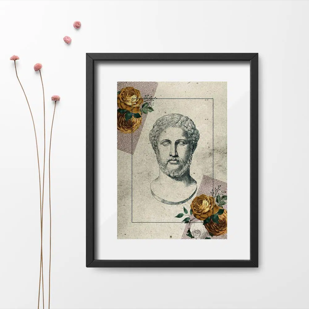 Plakat popiersie z marmuru