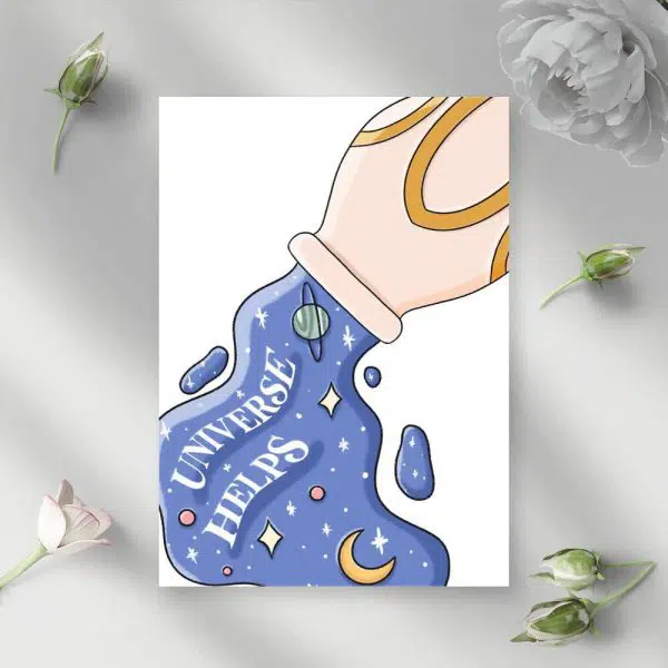 Plakat z napisem universe helps