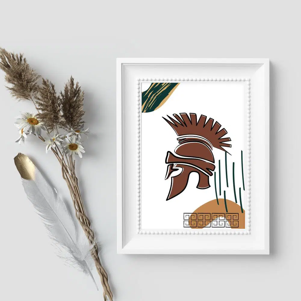 Plakat z hełmem starożytnej Grecji