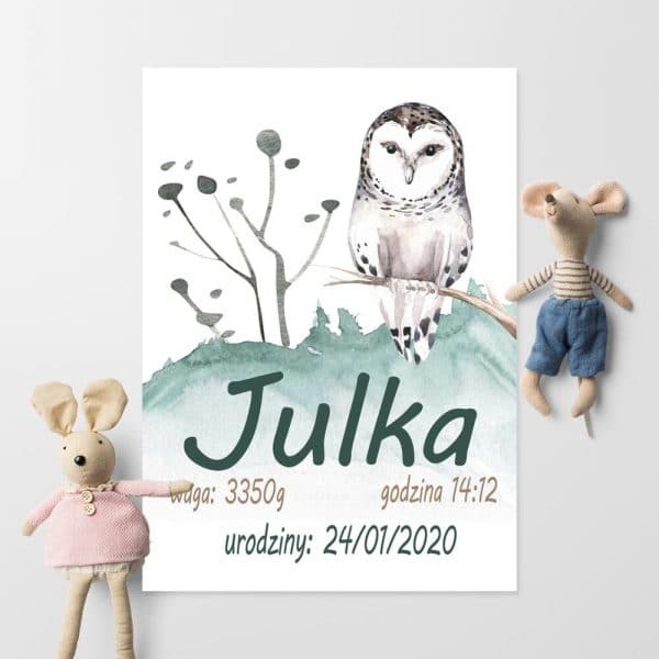 Plakat z metryczką dla chłopca - Boho