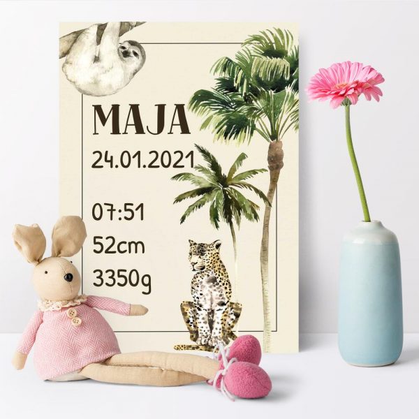 zabawny plakat dla dzieci z datą urodzenia