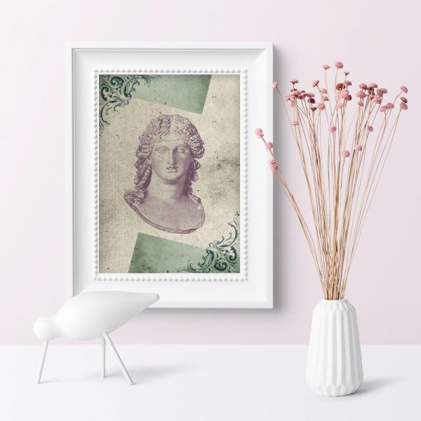 Plakat z marmurową rzeźbą