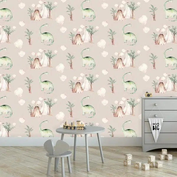 Dinozaury i wulkany - Fototapeta dziecięca