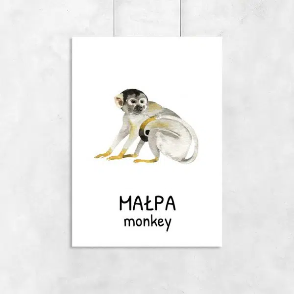 Plakat z małpą do pokoju dziecka