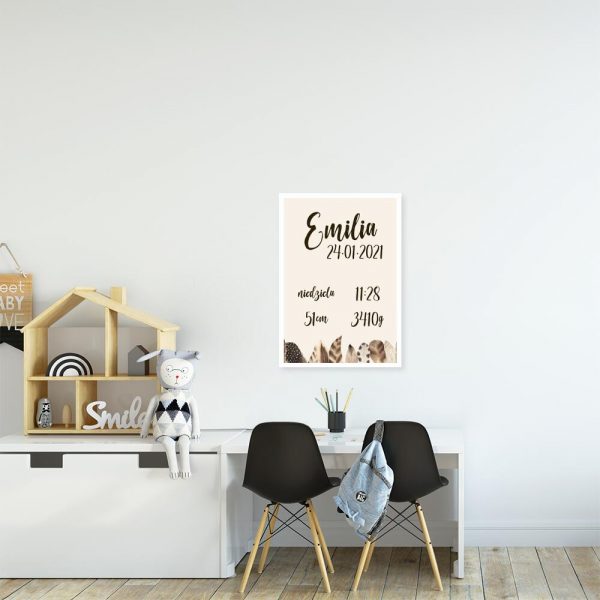 Delikatne pióra na plakacie do pokoju dziecka