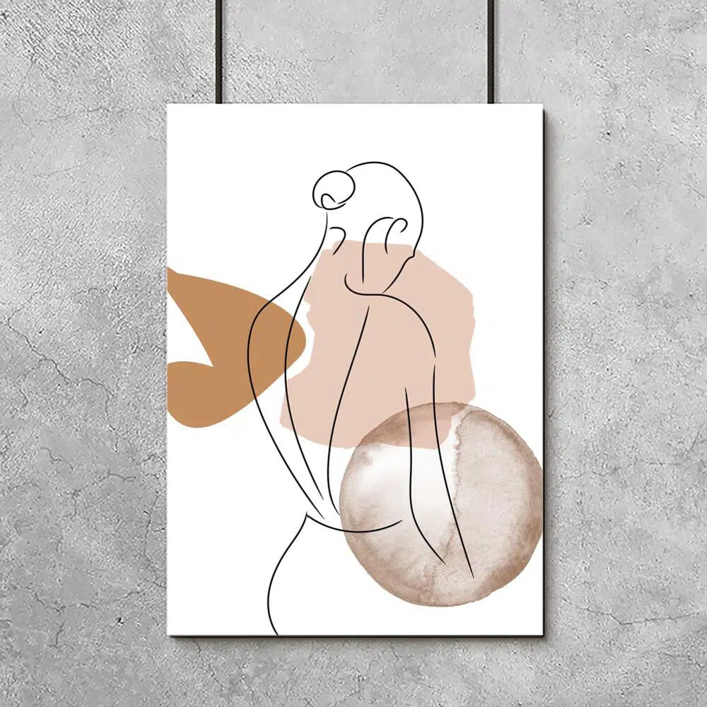 Artystyczny beżowy plakat z kobietą