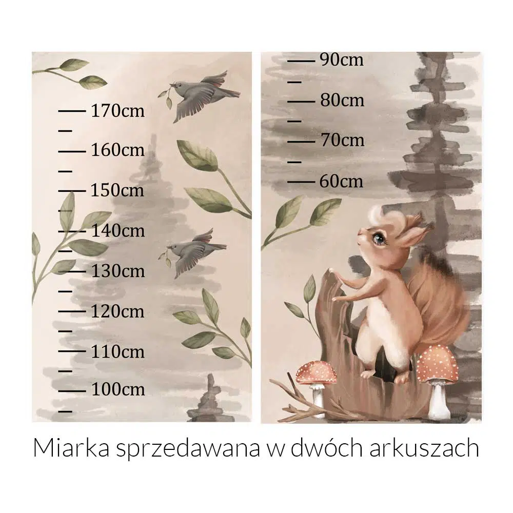 Miarka wzrostu z leśnym motywem