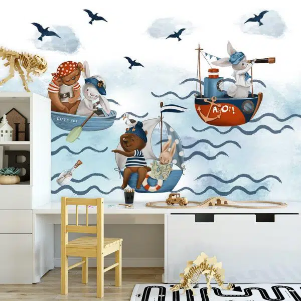 Żeglarze i List w Butelce - fototapeta dla dzieci