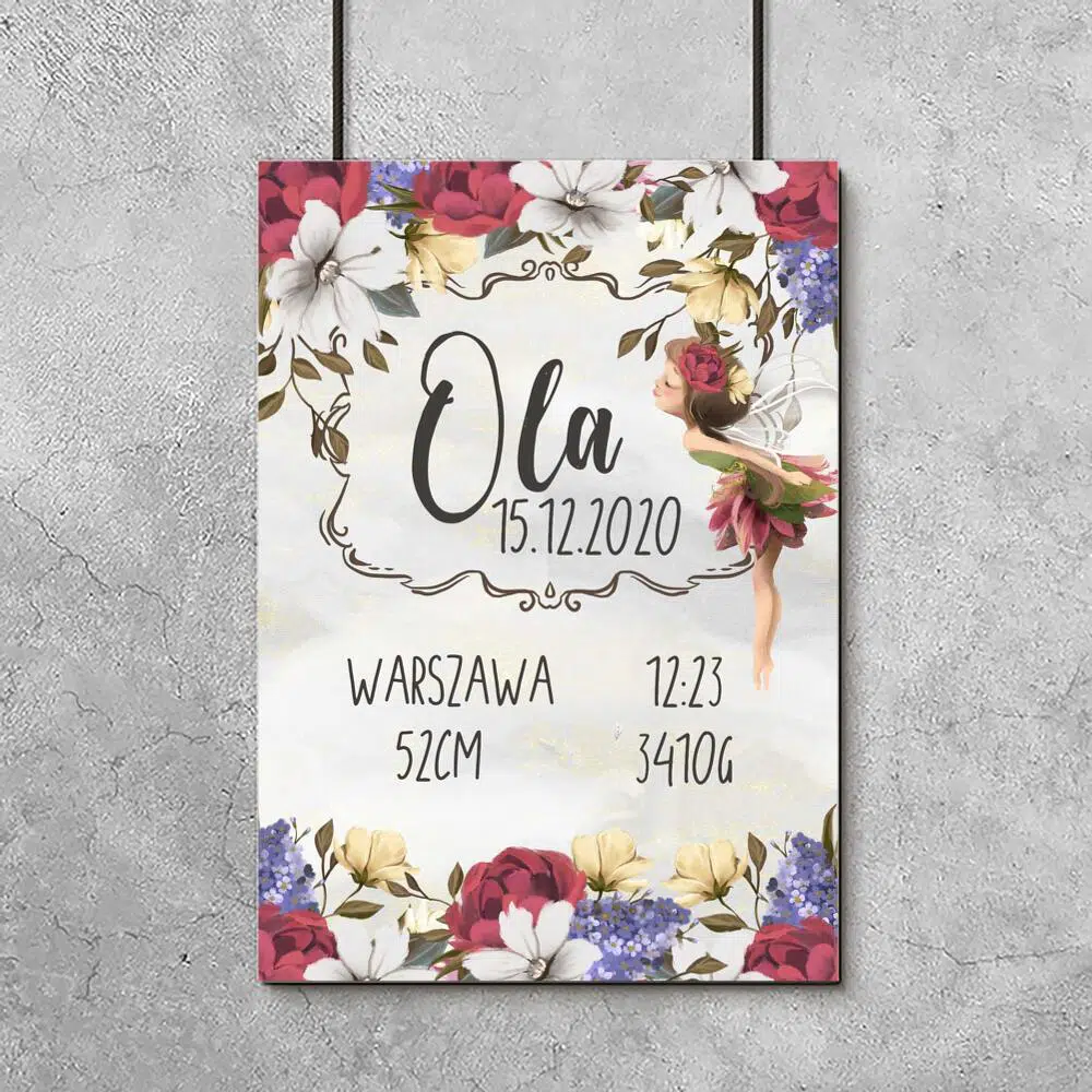 Plakat - Metryczka dla dzieci - Łąka