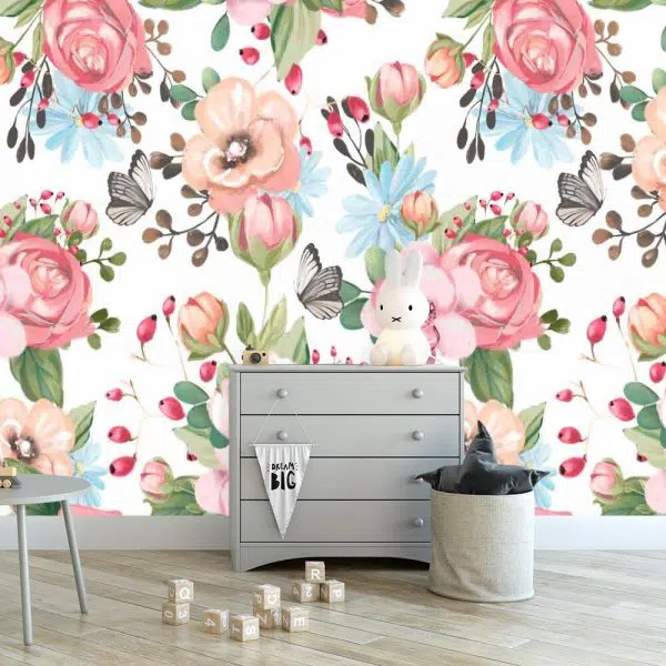 Kolorowe kwiaty - Fototapeta dla dziewczynki