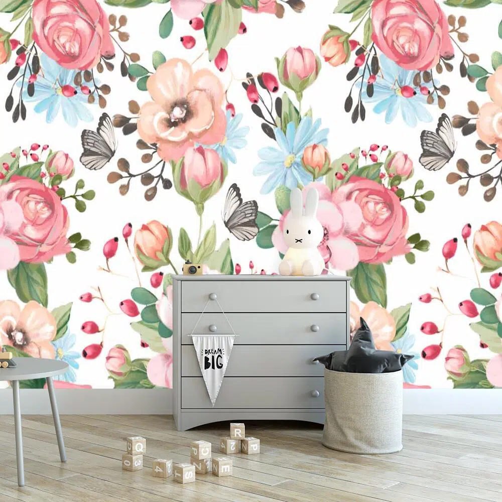 Kolorowe kwiaty - Fototapeta dla dziewczynki