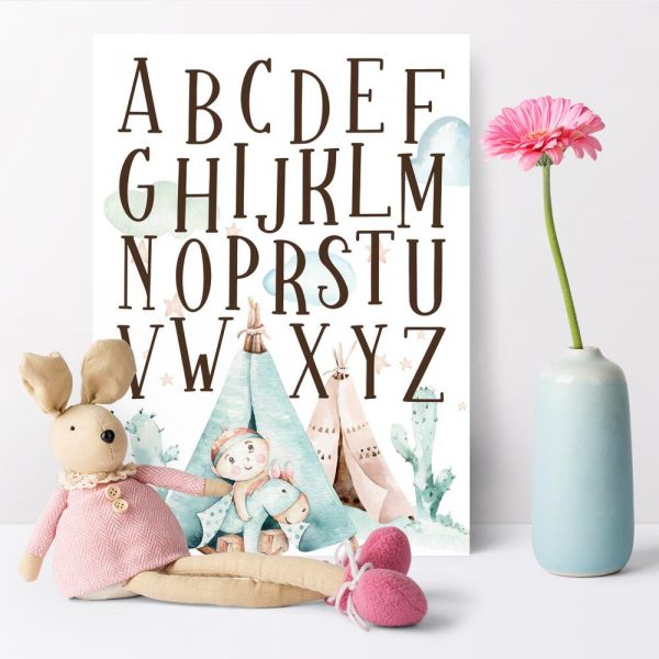 Plakat z alfabetem do pokoju dziecka
