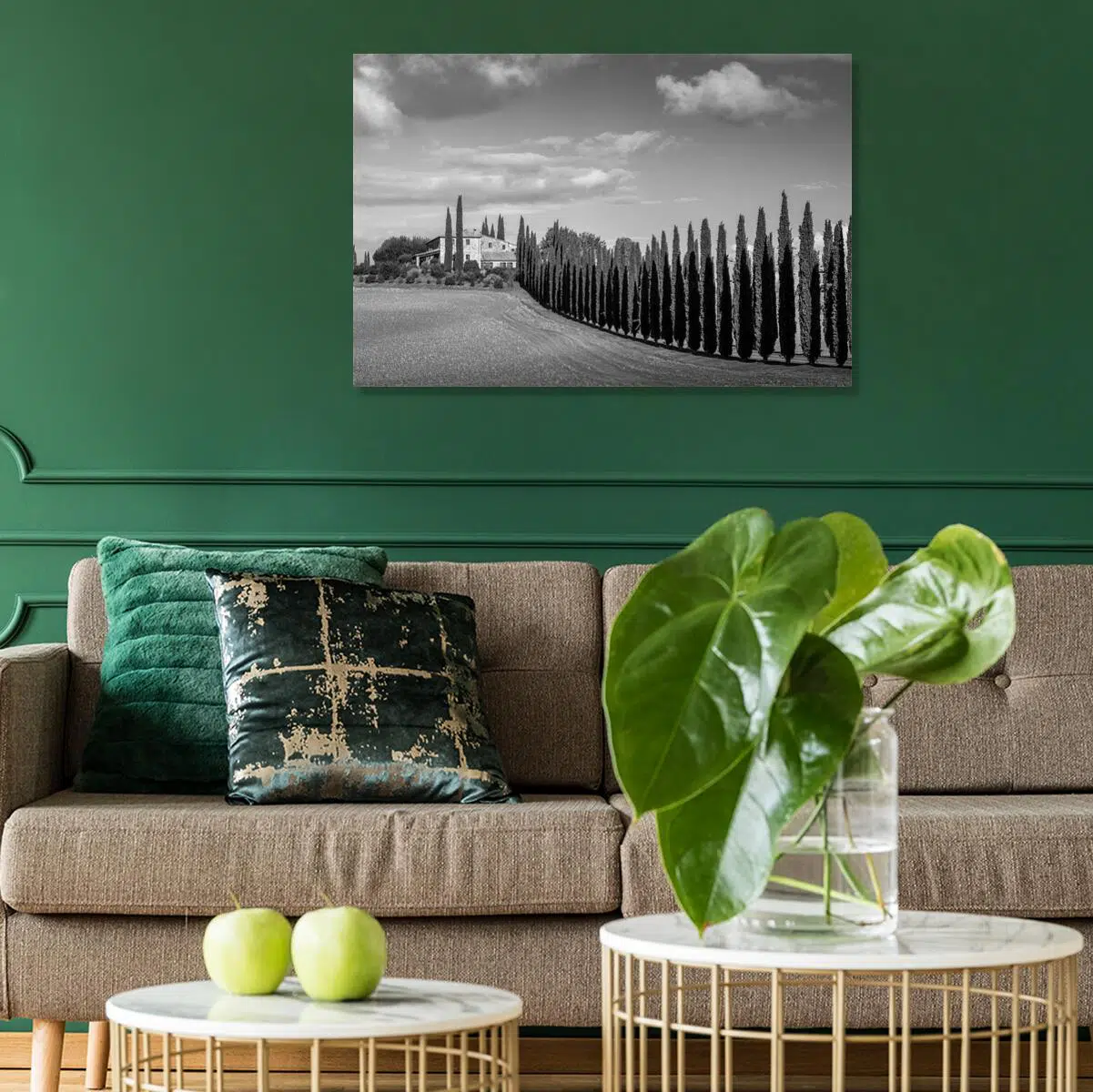 Obraz z szarą cyprysowa drogą