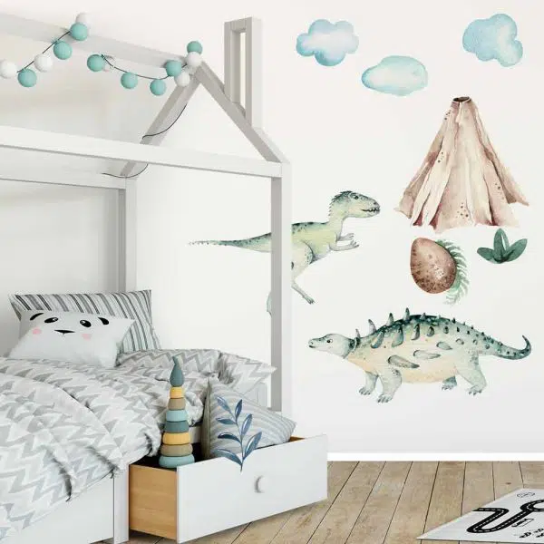Zestaw naklejek z dinozaurami nad łóżeczko dziecka