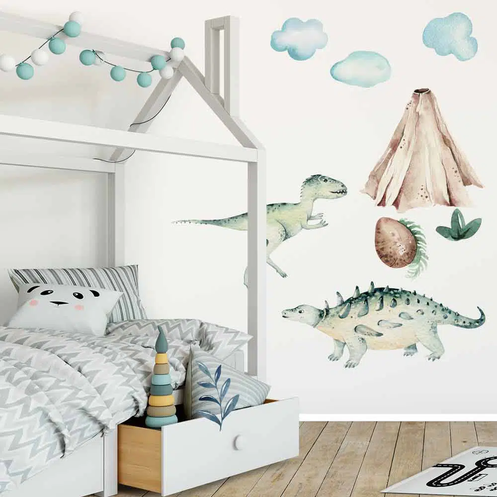 Zestaw naklejek z dinozaurami nad łóżeczko dziecka