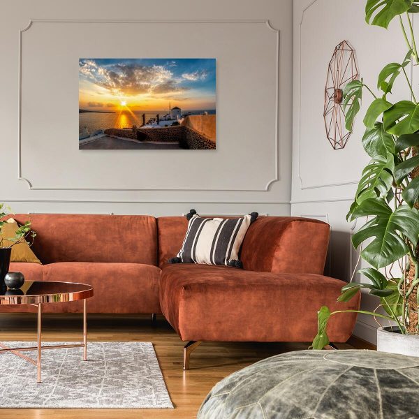Obraz z zachodem słońca na Santorini do przedpokoju