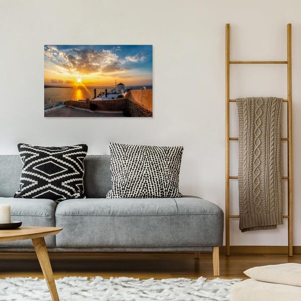 Obraz z zachodem słońca na Santorini do gabinetu
