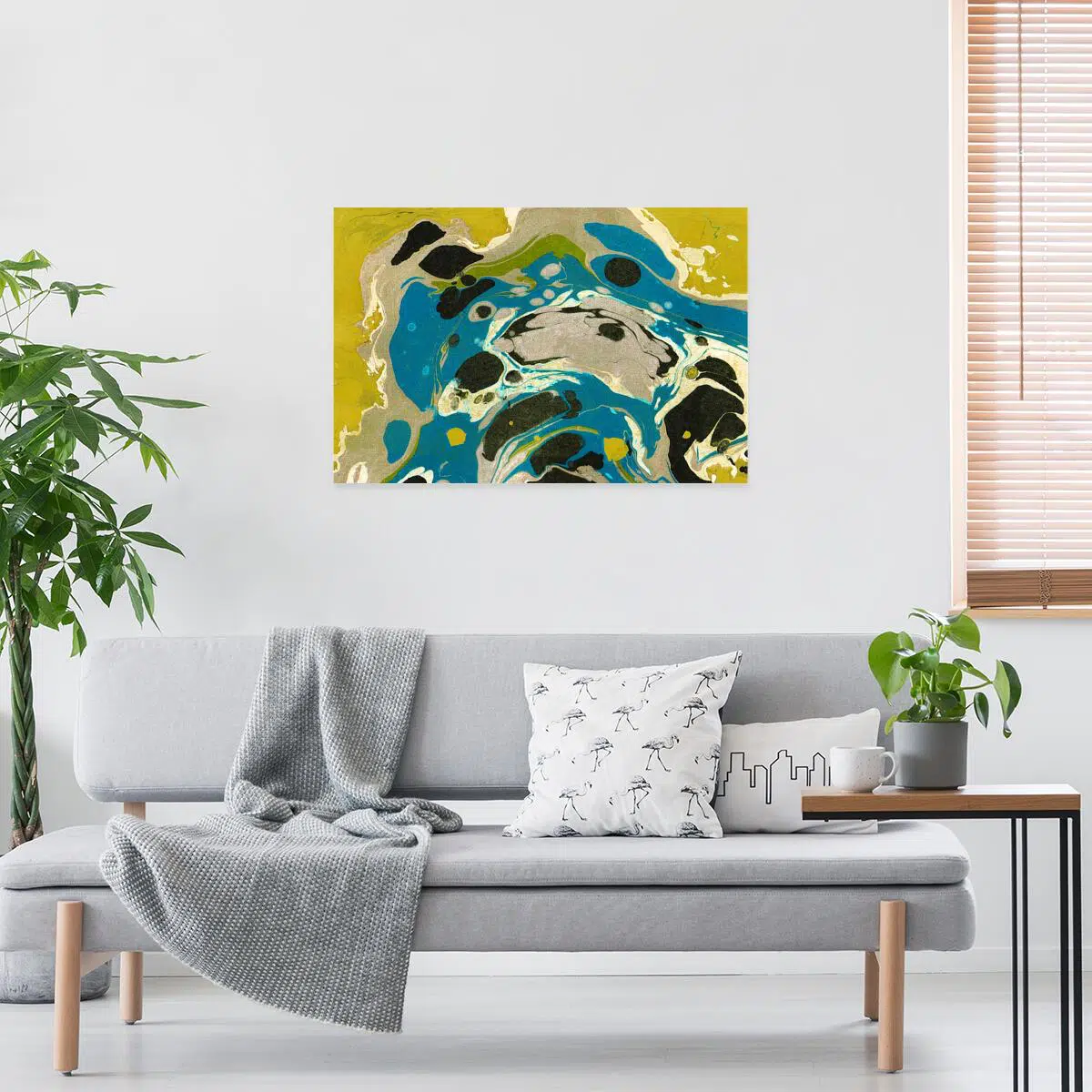 Niebieska abstrakcja - Obraz z reprodukcją