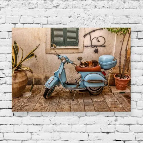 Obraz z niebieskim skuterem do pokoju - Korfu