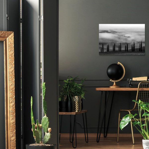 Obraz z szarą perspektywą do dekoracji sypialni