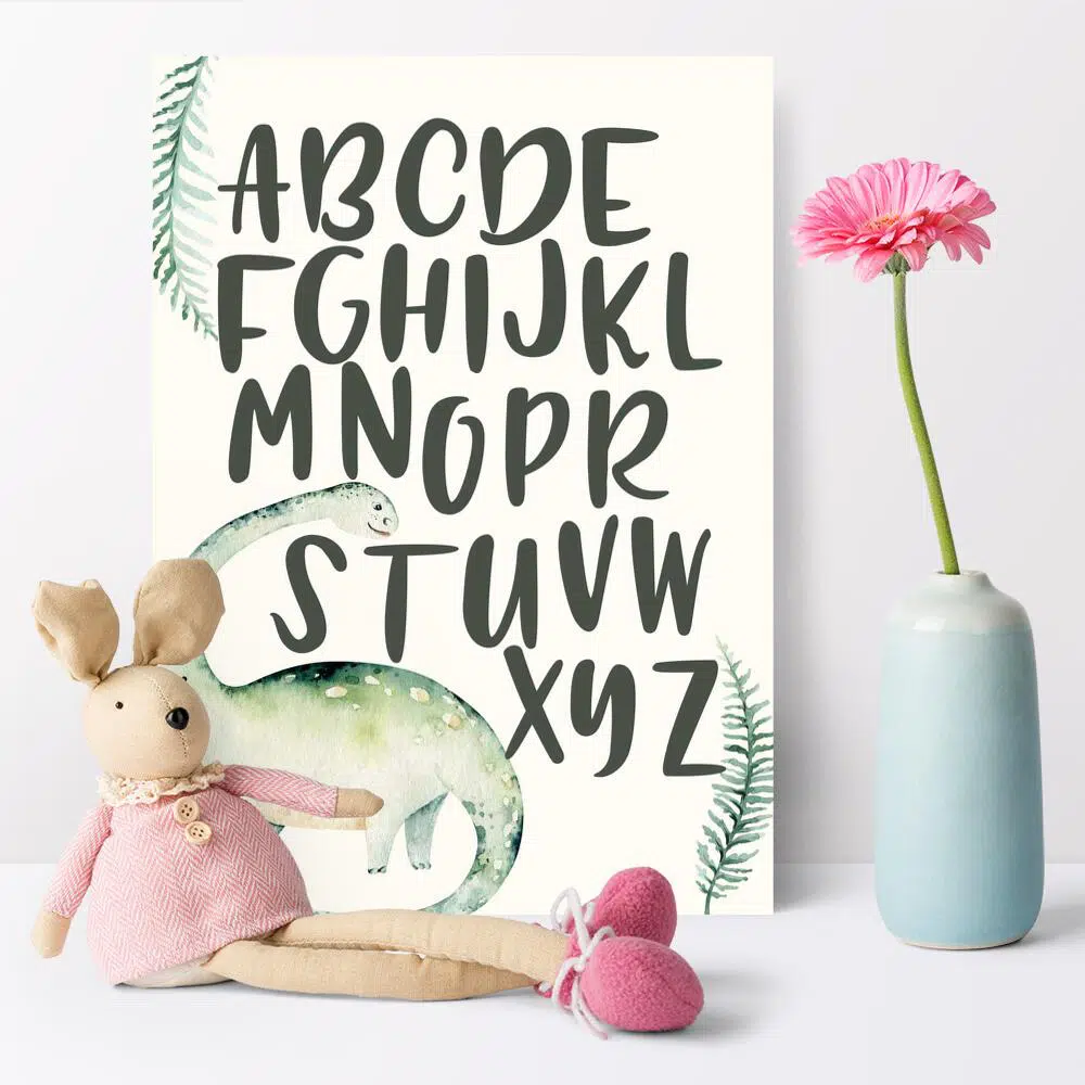 Diplozaur i napisy plakat dziecięcy