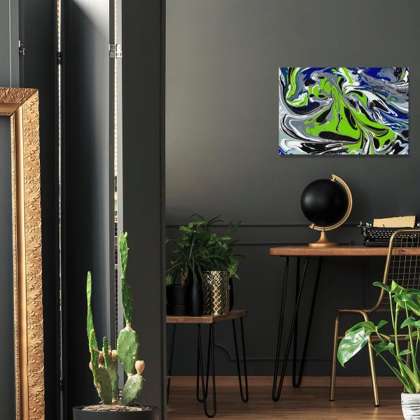 Obraz z niebieską abstrakcją do salonu